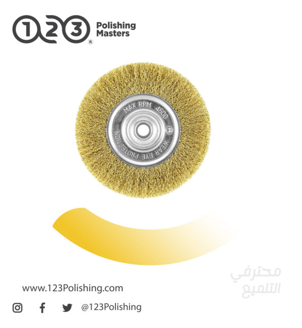 Wire Wheel Brush for Bench – Brass Plated Crimped Steel - Image 3