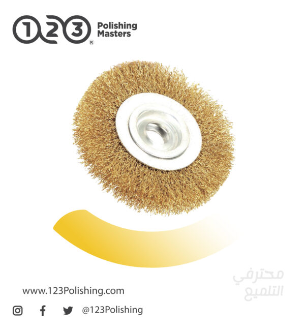 Wire Wheel Brush for Bench – Brass Plated Crimped Steel